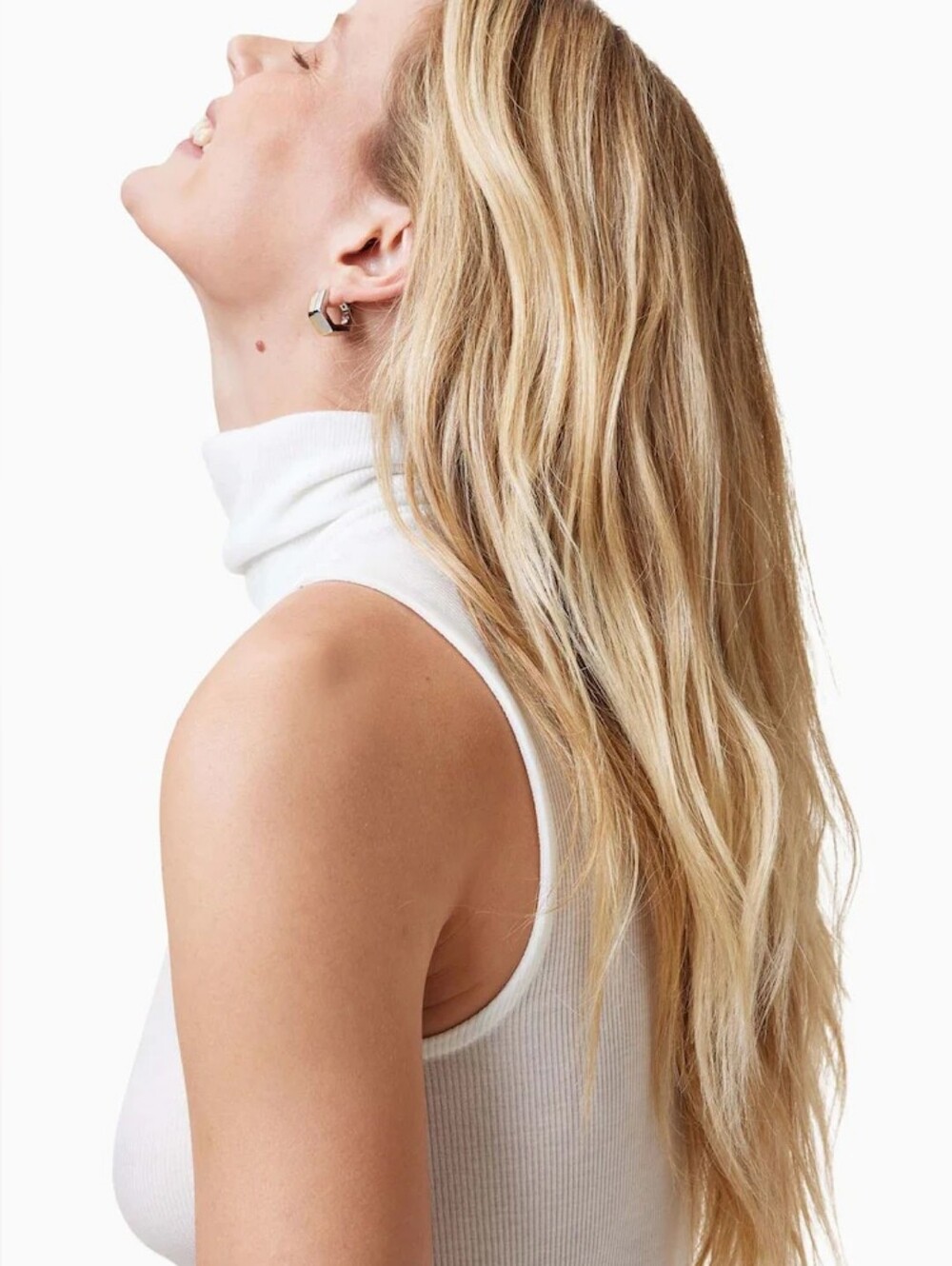 AllSaints "Bec" Ribbed Roll Neck Mock Neck Tank Top in White – Size US 2 / UK 6